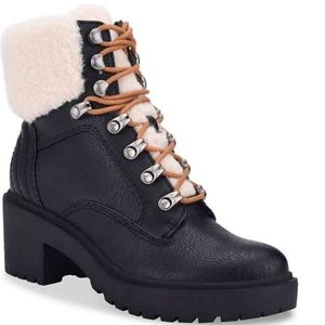 Indigo Rd. Mallory Faux Fur Black Combat Boot